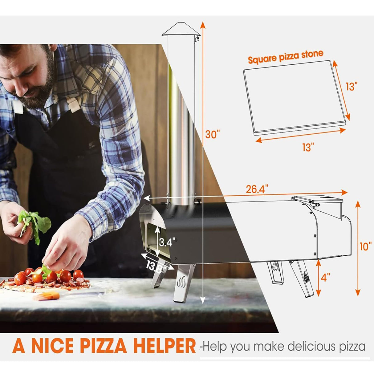 Mimiuo Outdoor Pizza Oven Wood Pellet 12" Pizza Ovens with Pizza Stone and Pizza Peel, Portable Wood-Fired Pizza Oven Pizza Stove for Backyard and Outside (Classic W-Oven Series) Mimiuo