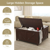 Furnivado 35'' Farmhouse Lift Top Coffee Table, Coffee Table with Storage and Large Hidden Storage, Square Coffee Table with Charging Station&USB Ports, Lift Coffee Tables for Living Room, Brown Furnivado