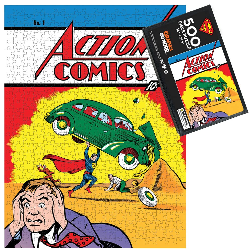 Superman Action Comics 1 500 Piece Jigsaw Puzzle for Adults, 16" L X 21.5" W GRAPHICS & MORE