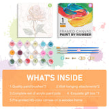Offito Framed Paint by Numbers Kit for Adults Beginners & Kids Ages 8-12, Rose Flower Acrylic Easy Paint by Number with Frame, Paint by Number Kits on Canvas Framed (10 * 10 Inch, Without Easel) Offito