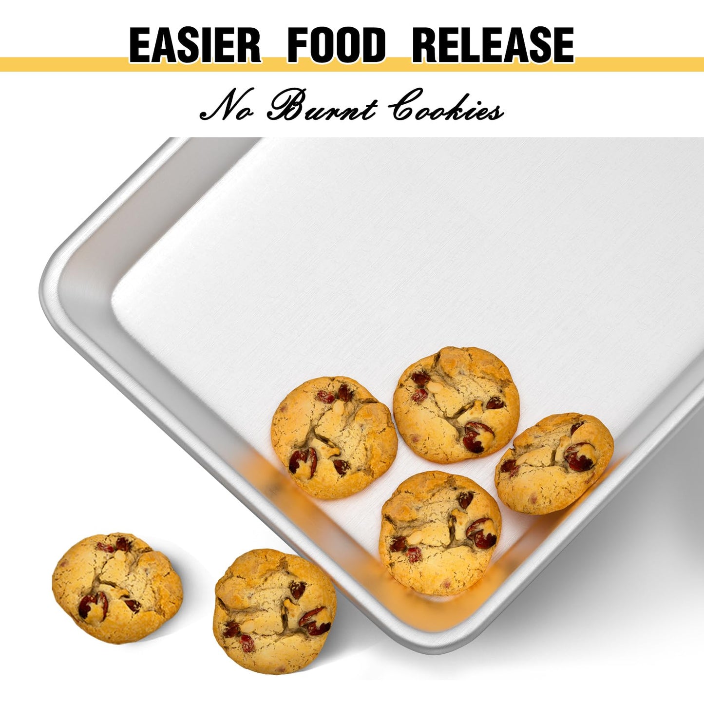 Commercial Quality Baking Sheet Pan Set, Natural Aluminum Cookie Sheet, Umite Chef Warp Resistant Nonstick Baker's Half Sheet Pan, Large Thick Cookie Tray Pans for Baking, Roasting(2 Pack, 18X13Inch)