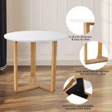 KithKasa 31.5" Mid Century Modern Round White Dining Table for 2-4, with Wood Legs & MDF Tabletop for Small Space Dining Room Narrow Nook KithKasa