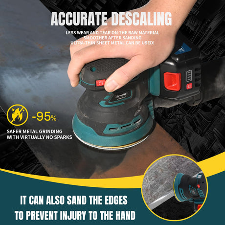 Orbital Sander with 2x20V 4Ah Batteries and 1xCharger,5 inch Variable Speed Cordless Orbital Sander, Brushless Motor Cordless Palm Sander for Woodworking, Sanding, Polishing-JOVANT jovant