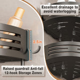 Conworld Corner Shower Caddy with Suction Cups, Shower Suction Shelf With Towel Bar, Wall Bathroom Shower Organizer Corner with Hooks, No-Drilling Removable (Aluminum, 2-Pack, Gunmetal Gray) Conworld