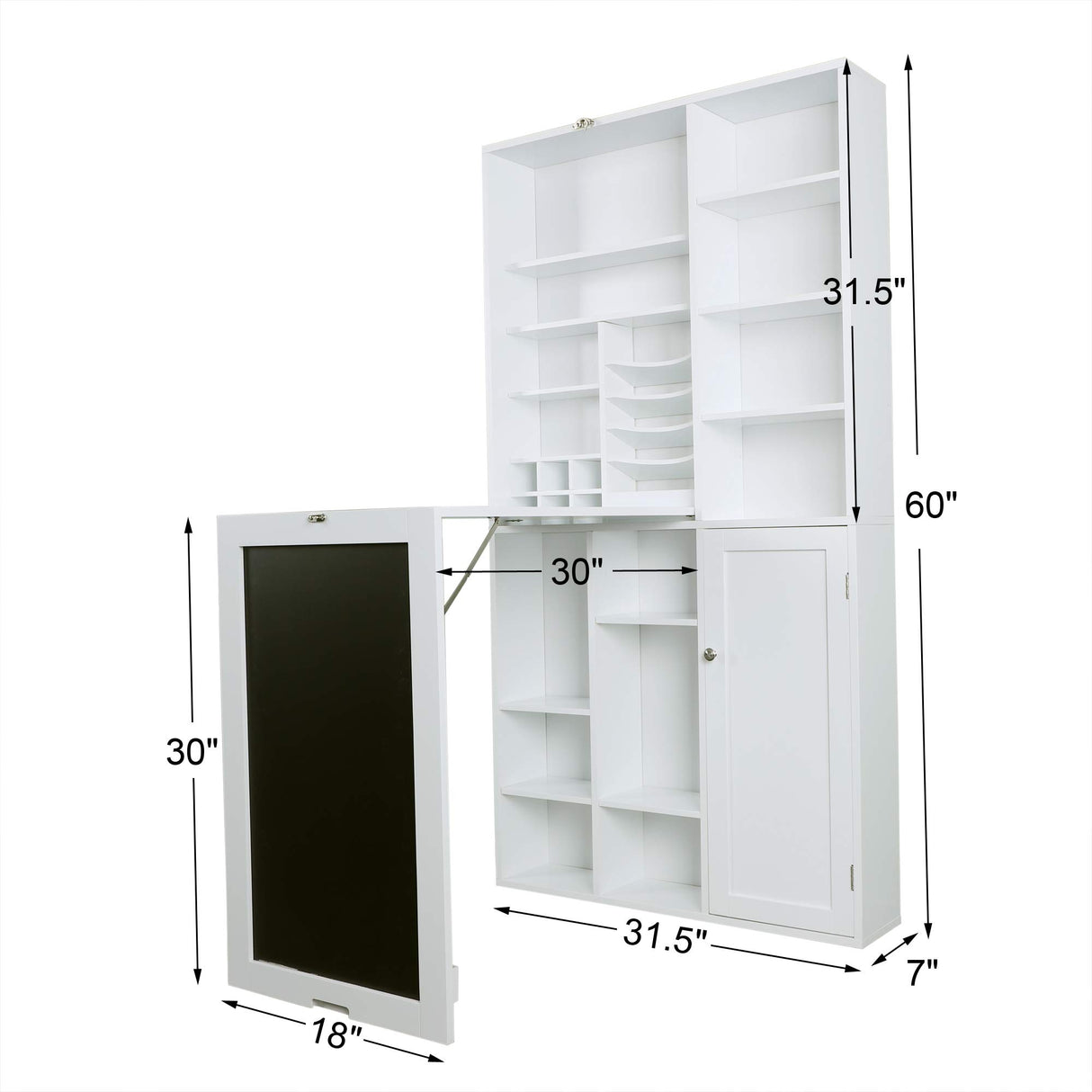 Utopia Alley Collapsible Fold Down Desk Table | Computer Desk with Large Storage Cabinet & Bottom Shelves, Stylish Furniture for Home Office, Crafting, and More (White) Utopia Alley