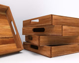 Serving Tray, Teak, Custom Serving Tray, Tray with Handles, Engraved, Tray, Breakfast in Bed, Breakfast Tray, Wood Tray, Coffee Table Tray, The Sinclair Company