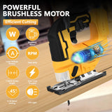 Jig Saw for Dewalt 18V/20V Max Battery, Cordless Jigsaw Tool Brushless Motor, Up To 2900 RPM, 45 Degree Beveled Cuts, LED Light for 4 Curve Cuttings, Plastic Box Include for Easy Carry (No Battery) Labfintom