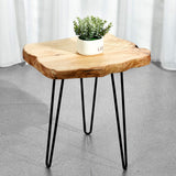 WELLAND Live Edge Side Table with Hairpin Legs, Natural Edge Side Table, Small Nightstand Wood, 15.5" Tall WELLAND