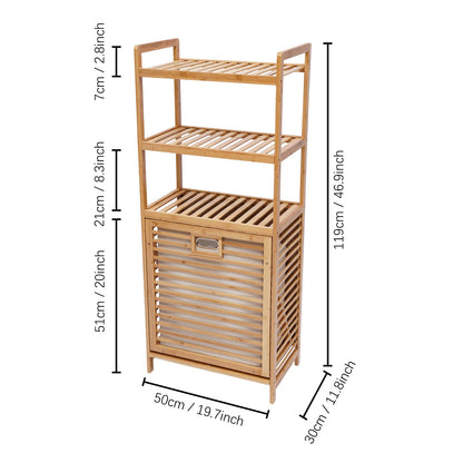 OUKANING Bamboo Laundry Hamper with 3-Tier Storage Rack and Tilt-Out Basket - WoodArtSupply