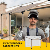 Qrooviiy 15 Degree Pegola Bracket Kits,4-Way Right Corner Woodwork Brackets for 4" x 4" (Actual:3.5"x3.5") Lumber,DIY Gazebo Brackets for Patio Pergolas, Gazebos, Log Cabin W/Hardware - 1Pack… Qrooviiy