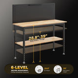CAMMOO 60" Work Bench Adjustable Height with Storage Shelf, Max Load 2000 LBS Heavy Duty Rubberwood Tabletop with Pegboard, LED Light, Built-in Power Strip for Woodworking Shop, Garage, Home CAMMOO