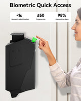 SOOWAY Biometric Pistol Safe Fingerprint Quick Access Gun Safe for Handgun, Drop Down Mounted with 3 Ways Unlock Gun Lock Box for Car, Nightstand, Desk, Wall, Dresser SOOWAY