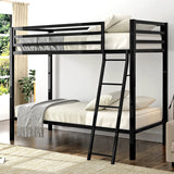 Allewie Metal Bunk Bed Twin Over Twin Size for Junior & Adults with Ladder and Heavy Duty Guardrail, Small Space Saving Design for Bedroom Kid Room and Dorm, Black Allewie