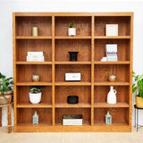 Concepts In Wood Traditional 72inches Tall 15-Shelf Triple Wide Wood Bookcase, Dry Oak Concepts In Wood