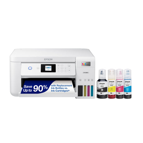 Epson EcoTank ET-2850 Wireless Color All-in-One Cartridge-Free Supertank Printer with Scan, Copy and Auto 2-Sided Printing - White, Medium Epson