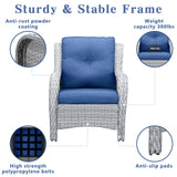 Belord 3 Piece Patio Furniture Set - Outdoor Dining Chair Wicker Chairs and Table Set, Deep Seat Patio Chair with Cushions, Light Gray Wicker Belord