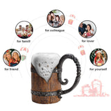 Kndatle Handmade Wooden Barrel Beer Mug, Bucket Shaped Drinkware with Handle, Stainless Steel Double Wall Cocktail Mug for Bar Restaurant, Vintage Bar Accessories (18 oz) VORAGA