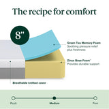 ZINUS 8 Inch Green Tea Essential Memory Foam Mattress [New Version], Full, Fiberglass Free, Medium Feel, Breathable Airflow Memory Foam, Certified Safe Foams & Fabric, Mattress in A Box ZINUS