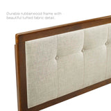 Modway Draper Tufted Full Fabric and Wood Headboard in Walnut Beige Modway