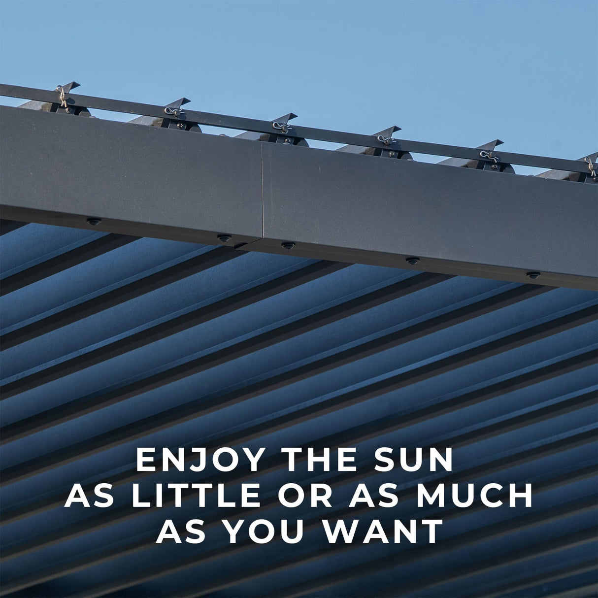 Backyard Discovery Evanston 10'x10' Galvanized Steel Wall-Mounted Louvered Pergola Kit with Adjustable Roof, Shade, Rain Protection, High-Wind Rating, PowerPort, Gutter System for Outdoor Patio, Deck Backyard Discovery