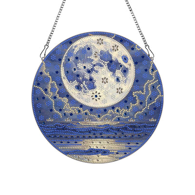 hospitian DIY Hanging Diamond Art Pendant Painting Kit Landscape,Lake Moon Diamond Painting Kits for Adults,Special Crystal Gem Craft Painting Kit Ornament 9.4x9.4inch