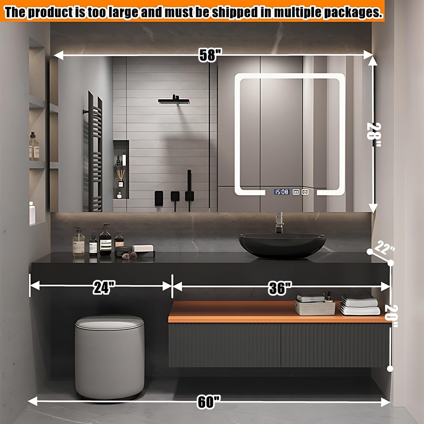 ZGNBSD Bathroom Vanity with Sink - Floating Bathroom Vanity Increases Makeup Area | Modern Solid Wood Bathroom Vanity Ideas | Wall Mounted (D, 60")