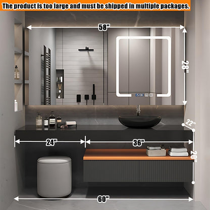 ZGNBSD Bathroom Vanity with Sink - Floating Bathroom Vanity Increases Makeup Area | Modern Solid Wood Bathroom Vanity Ideas | Wall Mounted (D, 60")