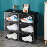 STAHMFOVER 2-Pack LED Sneakers Boxes-Voice Control,Stackable Clear Shoe Display Cases (BLACK) STAHMFOVER