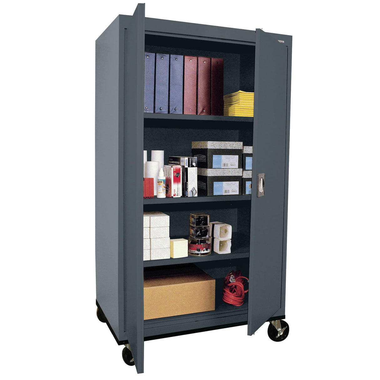 Sandusky Lee TA3R362466-02 Transport Series Metal Storage Cabinet with Wheels, Adjustable Shelves, 200lb Capacity, 24" Depth x 36" Width x 72" Height, Charcoal Sandusky