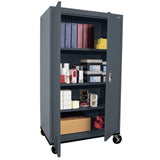 Sandusky Lee TA3R362466-02 Transport Series Metal Storage Cabinet with Wheels, Adjustable Shelves, 200lb Capacity, 24" Depth x 36" Width x 72" Height, Charcoal Sandusky