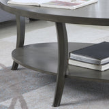Roundhill Furniture Perth Contemporary Oval Shelf Coffee Table, Gray Roundhill Furniture