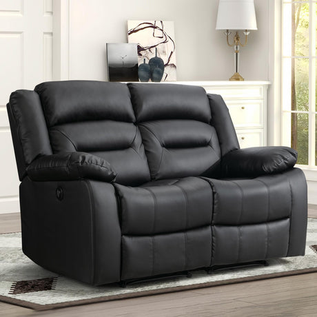 EBELLO Faux Leather Power Loveseat Recliner, Electric Reclining Sofa Chair, Overstuffed Comfortable Armrest Couch Set for Living Room, Bedroom Furniture, Meeting Room, Black (Loveseat) EBELLO