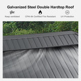 PURPLE LEAF 12' X 24' Large Gazebo with Galvanized Steel Double Roof Outdoor Patio Gazebo for Lawn and Garden Permanent Hardtop Gazebo Grey PURPLE LEAF