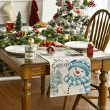 Artoid Mode Xmas Trees Let It Snow Blue Snowman Christmas Table Runner, Seasonal Winter Holiday Kitchen Dining Table Decoration for Home Party Decor 13x72 Inch Artoid Mode