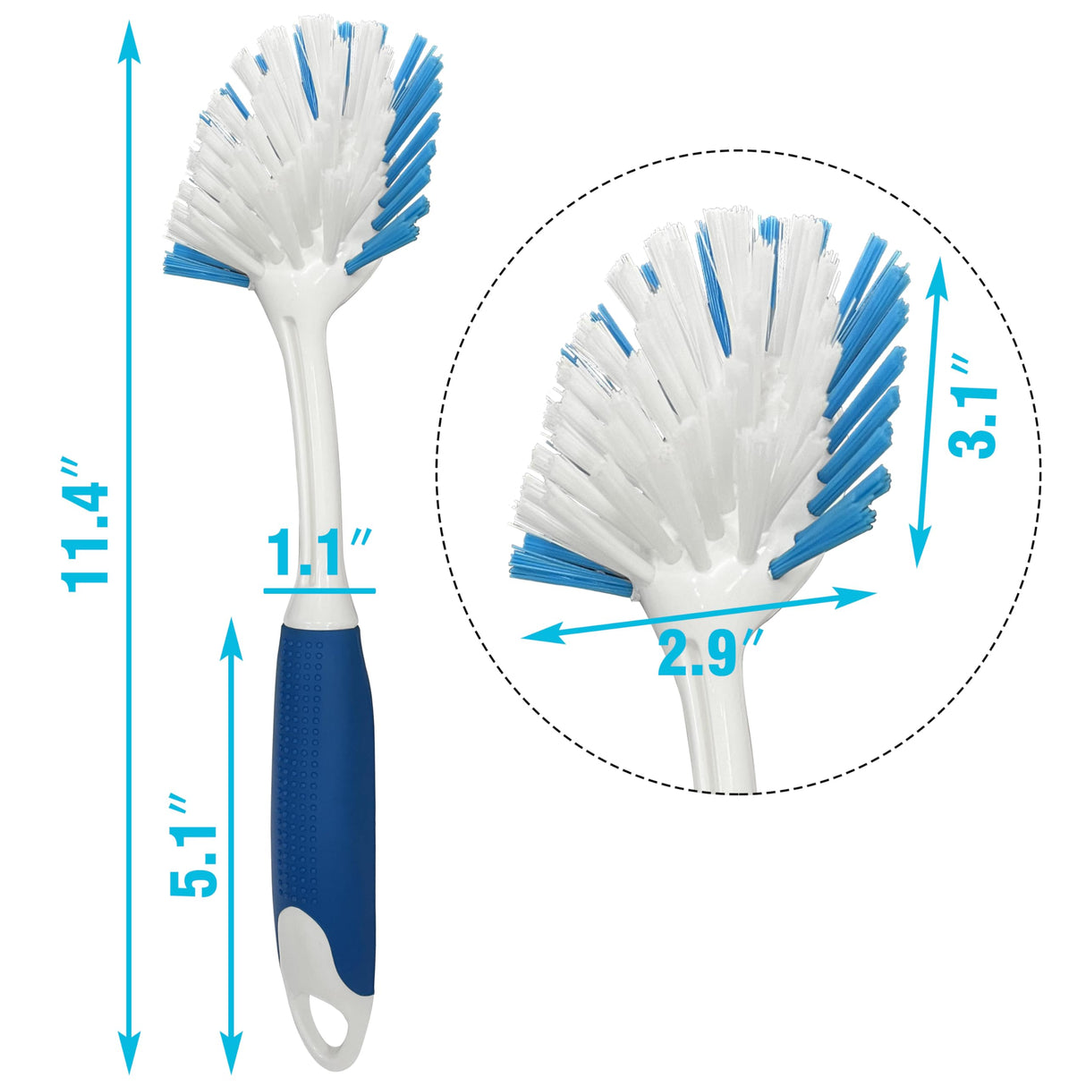 PHYEX 2-Pack Kitchen Diffusion Type Scrub Brush for Cleaning Dishes Pots Pan Sink and Bathroom with Comfortable Long Handle PHYEX