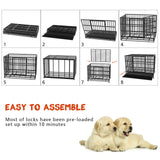 LEMBERI 48/38 inch Heavy Duty Indestructible Dog Crate, Escape Proof Dog Cage Kennel with Lockable Wheels,High Anxiety Double Door,Extra Large Crate Indoor for Large Dog with Removable Tray LEMBERI