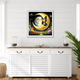 GDYEEH DIY 5D Fairy Diamond Art Kits, Round Full Drill Sparkling Moon Flowers Diamond Painting Picture, Dreamland Diamond Painting Art Kits Craft for Adults Beginners, Home Wall Decor 12x12 inch GDYEEH