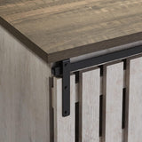 ROCKPOINT Modern Farmhouse Sliding Fence Door Stand for TVs up to 65 Inches, 58inch, White Wash ROCKPOINT