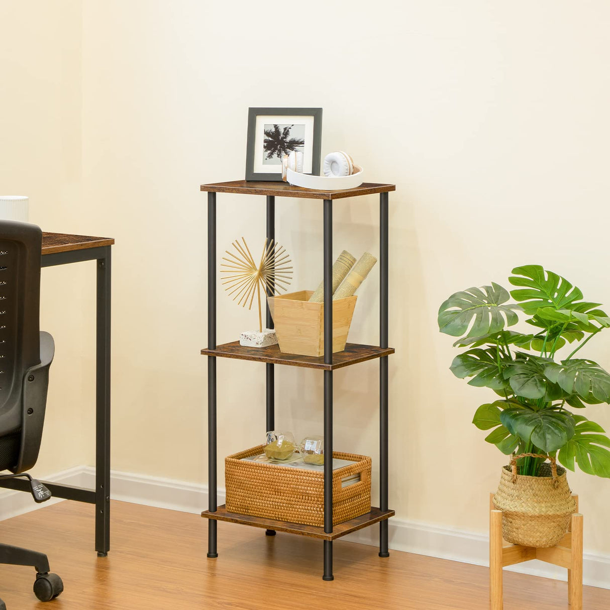 HOOBRO End Tables Set of 2, Small Side Table, Nightstand with 2-Layer Storage Shelves, Sofa Table for Small Spaces, Living Room, Bedroom, Stable Frame, Easy Assembly, Rustic Brown BF09BZP201 HOOBRO