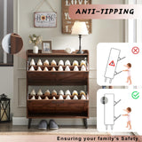 Barnyatoh Shoe Storage Cabinet with 2 Flip Drawers, Farmhouse Hidden Shoe Organizer, Narrow Slim Shoe Rack Cabinet for Entryway Hallway,Walnut Barnyatoh