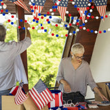 Jishi Pom Pom Garland 4th of July Decorations, Patriotic Red White Blue Felt Ball Garland, 3-Pack 6.6ft Long 24 Cute Pompom Balls String, Christmas Tree Decor Ornaments for Home Birthday Holiday Party Jishi