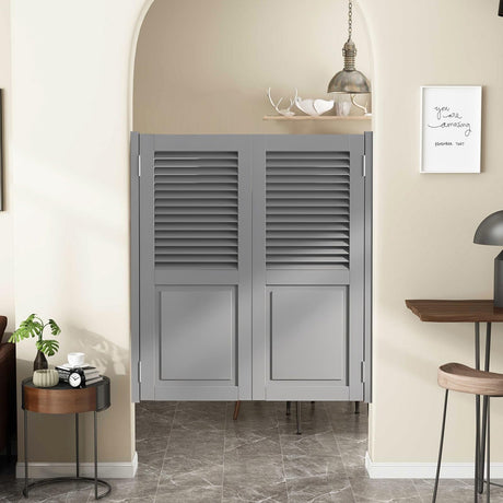 Retro Swinging Doors Cafe Doors 36 40 48 51inch Wide Saloon Doors Swinging for Kitchen Bathroom Louvered Door with Hinges Solid Wood Swing Door Two-Way Open Bar Partition Door Half Doors for House(Gra HXengSXhi