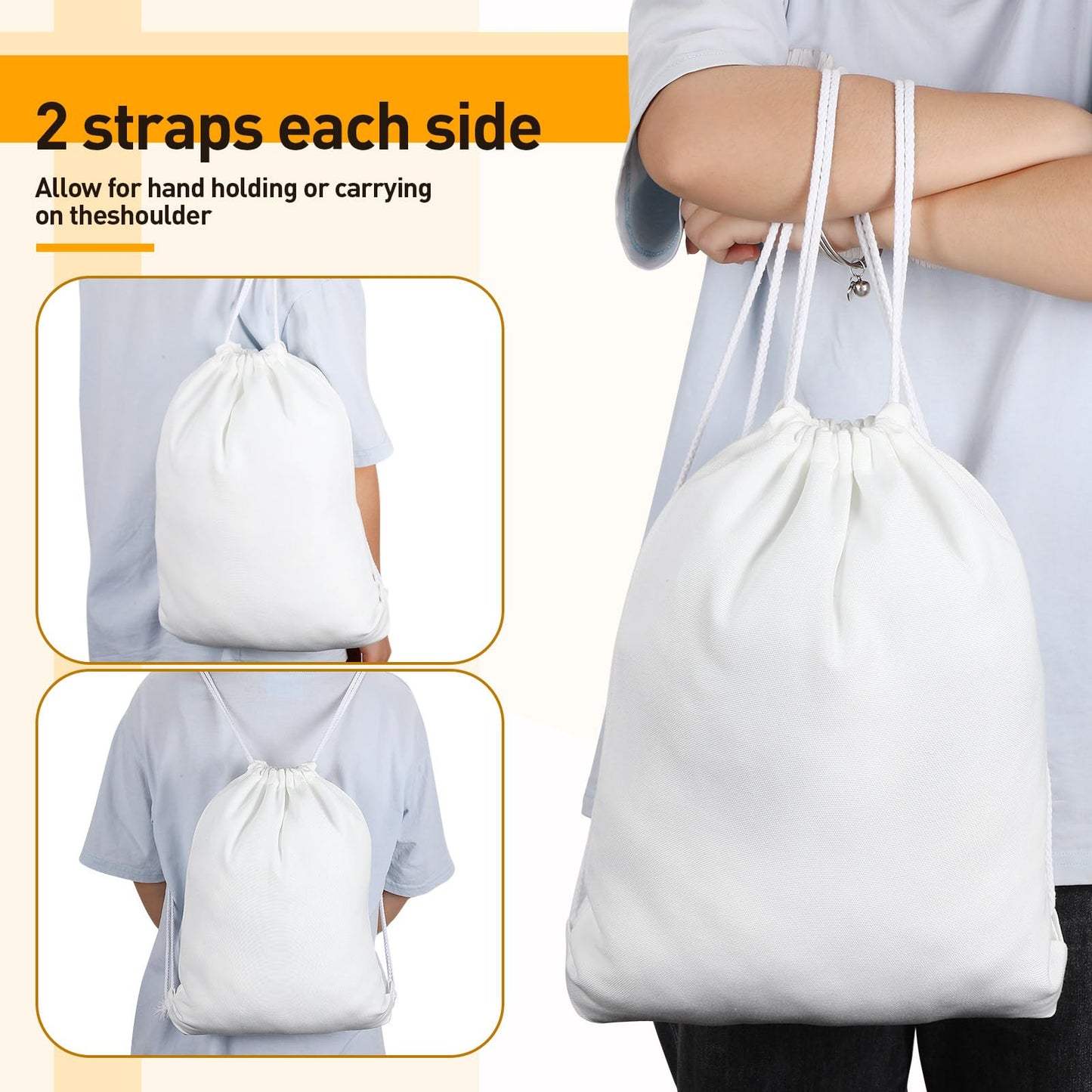 Sweetude 30 Pack Sublimation Drawstring Bags Bulk Polyester Drawstring Bag Blank String Backpack Bag Gym Sack Sport Backpacks for Women Men DIY Crafts Shopping Storage, 16.5" L x 12.6" W, White