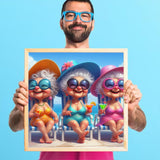 GUMITOON Old Ladies Diamond Art Kits for Adults-Full Drill Diamond Dots Paintings for Beginners, Round 5D Paint with Diamonds Pictures Gem Art Painting Kits DIY Crafts Kits 14"x14" QCY-114 GUMITOON