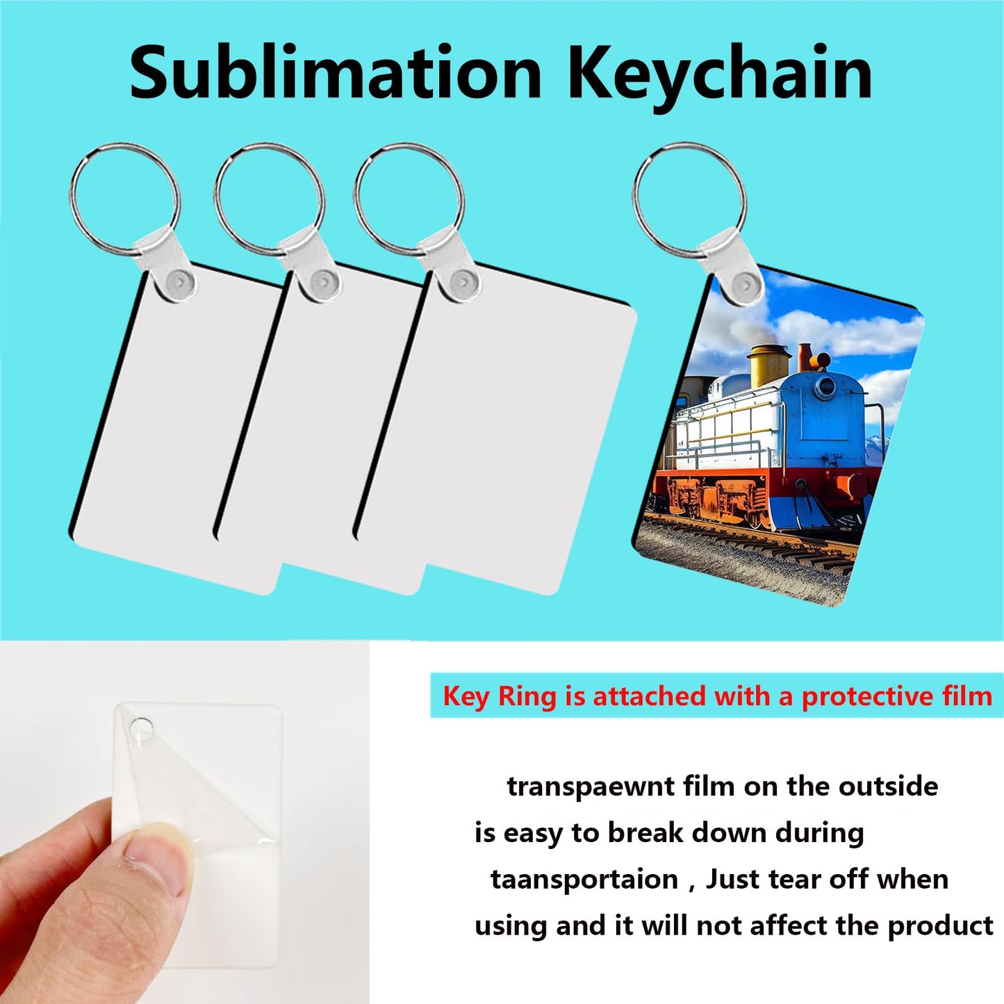 AiDiYGECO 240 Pcs Sublimation Keychain Blanks bulk MDF Double sided Sublimation Blank Keychains key chain (Rectangle)