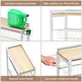 PAPAGIFTREE 4 Tier Slim Rolling Storage Cart with Pull-Out Baskets, Narrow Sliding Storage Slim Laundry Cart Slim Rolling Kitchen Cart PAPAGIFTREE