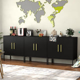JOZZBY Buffet Cabinet with Storage, Accent Cabinet Modern Wooden Free Standing Sideboard with Adjustable Shelves, Black Side Cabinets for Living Room, Hallway, Set of 3 JOZZBY