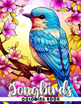Songbirds Coloring Book: Fun And Easy Coloring Pages In Cute Style For All Ages To Relax And Unwind Majosta