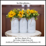 Mason Jar centerpieces for Birthday, Rustic Mason jar Centerpieces for Baby Shower, Mason Jar Centerpieces with Flowers, Wedding Centerpieces, Quart 32 oz, Choose Quantity, Colors, Flowers Optional Viva's Flower Shop