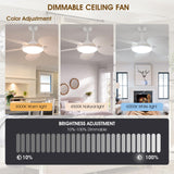 Wiviniya Ceiling Fans with Lights and Remote/APP Control, 48 Inch Tropical Ceiling Fan for Bedroom Living Room, Outdoor Palm Leaf Ceiling Fan for Patios Porch, Dimmable, 6 Speeds, Reversible, White Wiviniya